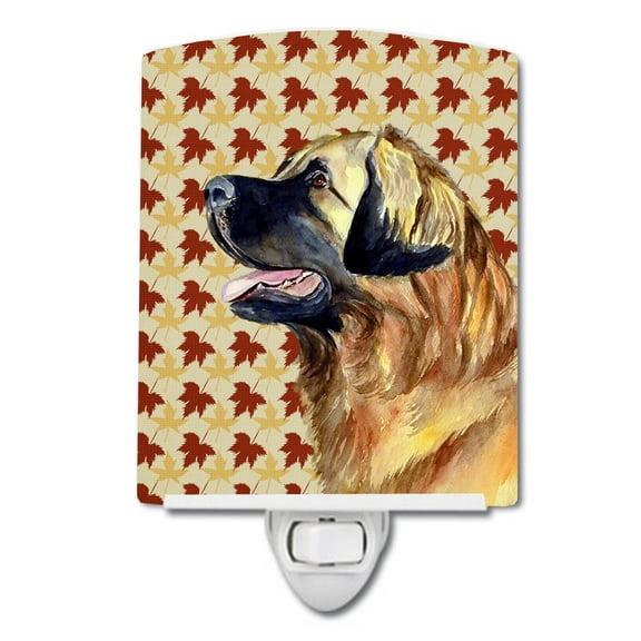 Caroline's Treasures LH9123CNL Leonberger Fall Leaves Portrait Ceramic Night Light, 6x4x3", multicolor