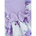 thumbnail image 5 of Infant Girl Rompers Dress Long Sleeve Rib Knit Floral Print Skirt Hem Jumpsuits with Headband, 5 of 7
