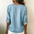 thumbnail image 3 of Levmjia Women Solid Color Denim Blouse Soft Breathable Denim Relaxed Loose Fit Long Sleeve Casual Pullover Shirt Office Commute Holiday Travel Daily Versatile Everyday Outfit, 3 of 7