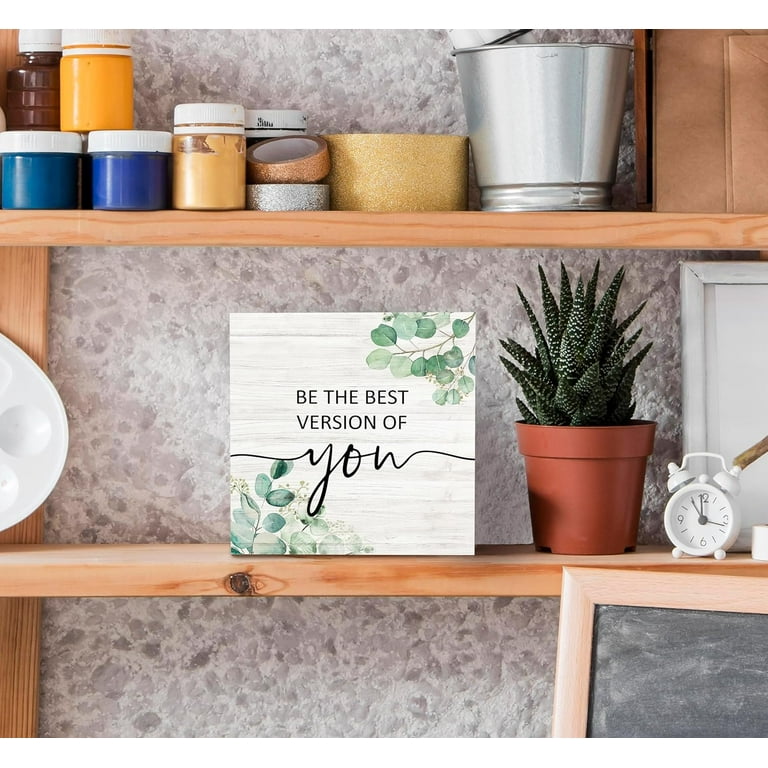 Let Them Wooden Sign - 5x5 Inch Mental Health Quote Box Sign For Home & Office Decor