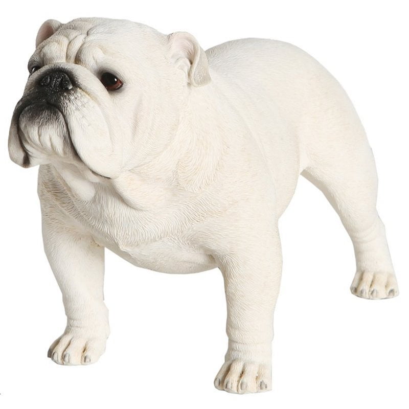 Petorama Handmade English Bulldog Resin Statue 14 in White