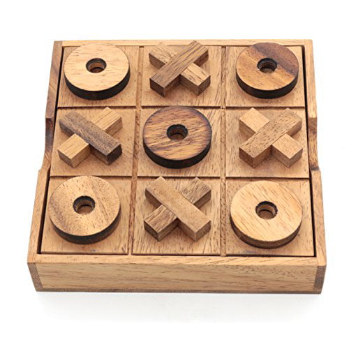 Tic Tac Toe Wood Game Board Games to Play with Family Classic Tic Tac Toe Games Home Decor for Living Room Table Decor Wooden Tic Tac Toe Game Set Strategy Games for Adults Kids 