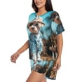 thumbnail image 2 of Daiia Stylish Dog in Denim Outfit Pattern Womens Pajama Sets Short Sleeve Pajamas for Women Sets Soft Lounge Sets Casual Round Neck Sleepwear PJS-XX-Large, 2 of 7