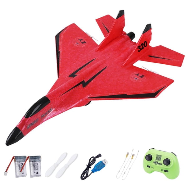 Avión RC de ala fija, juguete para exteriores, carga USB, 3,7 V, 150 mAh, planeador de espuma EPP, 2,4 g Batería roja 2x