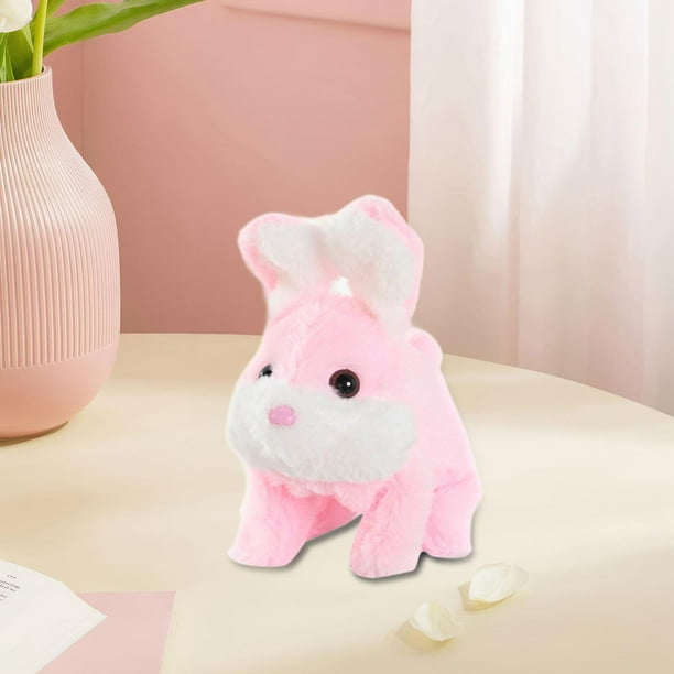 eléctrico de peluche, juguete realista de conejo, recuerdo de fiesta para niños y niñas, creativo, lindo regalo de cumpleaños, animal de Rosa