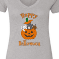 thumbnail image 4 of Inktastic Happy Halloween Kittens in Pumpkin Women's V-Neck T-Shirt, 4 of 5