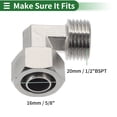 thumbnail image 4 of Unique Bargains Push to Connect Air Fittings 16mm / 5/8" 90 Degree Elbow Air Line Quick Connector Nickel Plated Copper 20mm / 1/2"BSPT 2 Pcs Silver Tone, 4 of 7