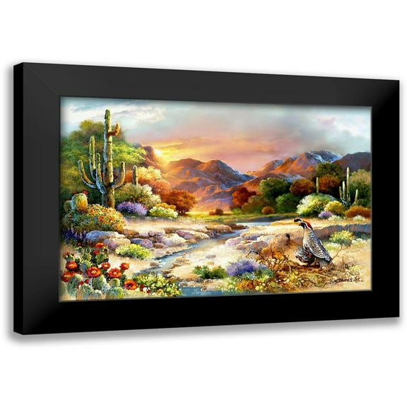 Lee, James 14x11 Black Modern Framed Museum Art Print Titled - Desert Quails