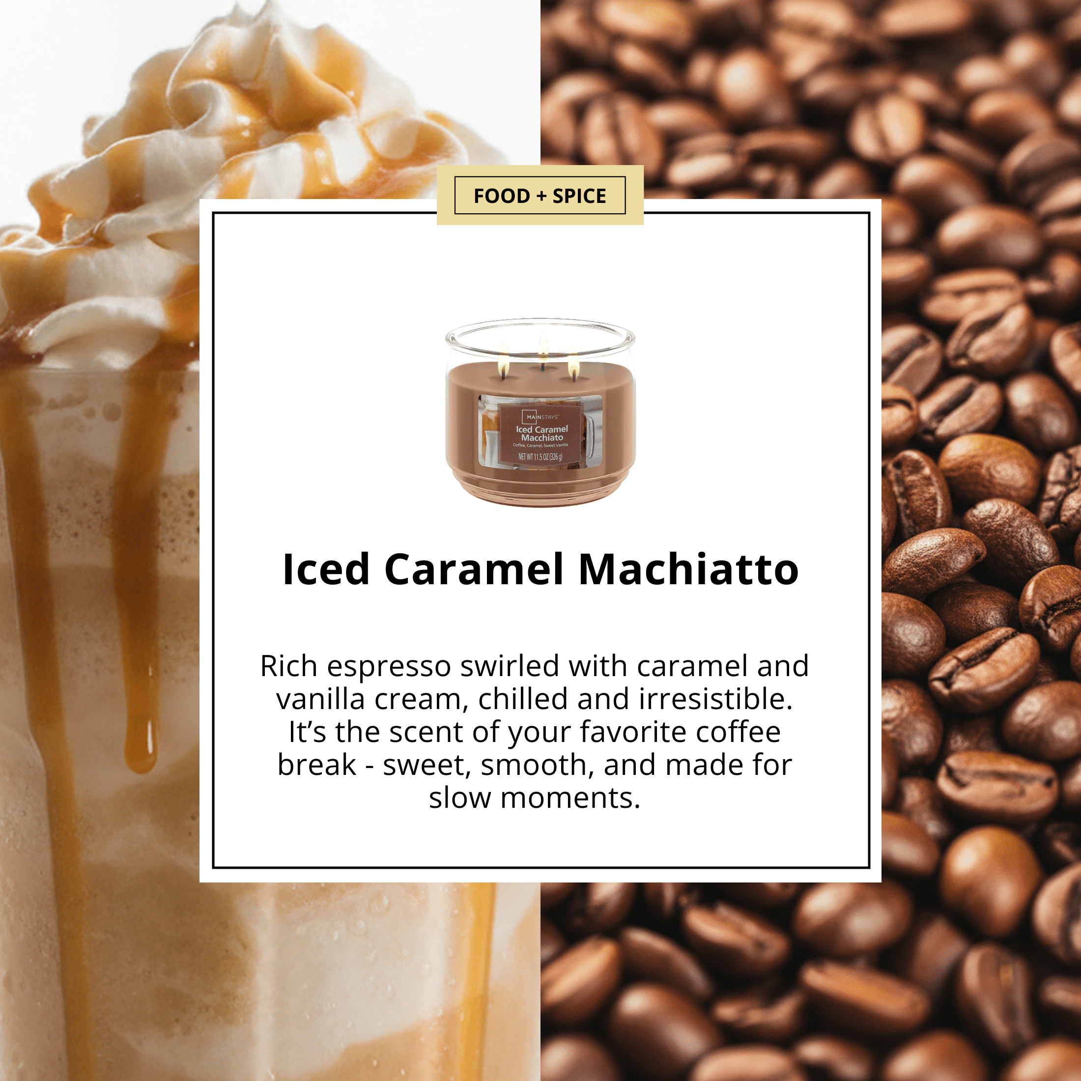 (4 pack) Mainstays 3-Wick Scented Glass Jar Candle, Iced Caramel Macchiato, 11.5oz.