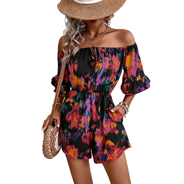 Sequin Leopard Jumpsuits Women Jumpsuit Women Fashion Womens Style Jumpsuit plus Size Long Sleeve Jumpsuits And Rompers Women Summer Romper Pockets Romper Cap Sleeve off One Shoulder Jumpsuits for