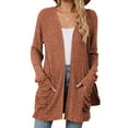 thumbnail image 2 of idosla Women's Open Front Long Sleeve Sweaters Cardigan Casual Knit Classic Outerwear Coat with Pockets (Orange, XL), 2 of 7
