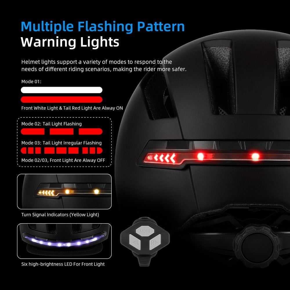 Waterproof Cycling Helmet with LED Turn Signal for Bikes and Scooters