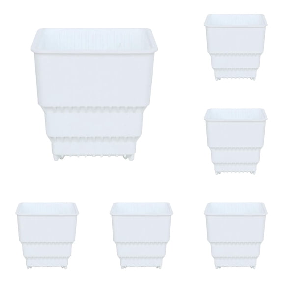 pdqouc 5-Packs Square Plastic Flower Pots, Breathable Succulent Planters with Drainage, Creative Modern Plant Containers for Home Office Garden, Gift for Plant Lovers