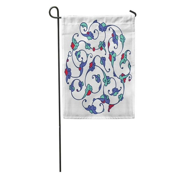 JSDART Traditional Turkish Pattern Detailed Iznik Floral Motifs Drawn Freehand Garden Flag Decorative Flag House Banner 28x40 inch