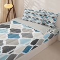 thumbnail image 2 of Castle Fairy Boho Geometric Quatrefoil Zipper Twin Comforter Sets with Fitted Sheet and 2 Pillowcases,Minimalism Rhombus Grid Zipper Bedding Set,Blue Gray Ivory,Reversible, 2 of 7