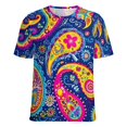 thumbnail image 5 of Vibrant Paisley Pattern Colorful Floral Design Women's Short Sleeve Tops Casual Blouses T Shirt, 5 of 6