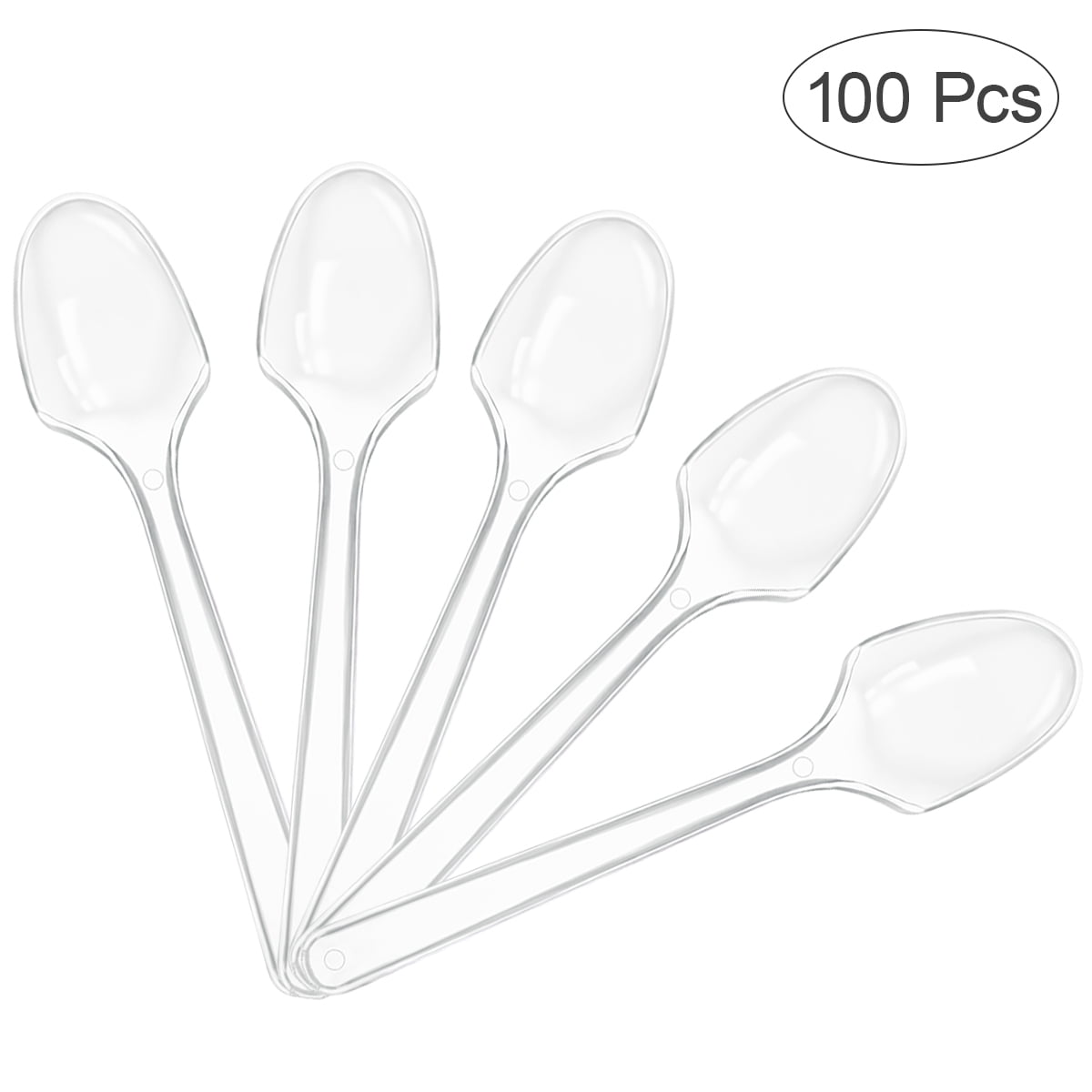 NUOLUX BESTOMZ 100PCS Mini Transparent Plastic Spoons Disposable