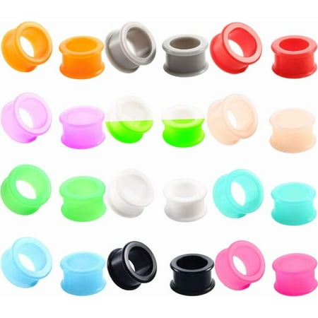 12Pairs Silicone Tunnels Ear Gauges Kit 6G-22mm Double Flared Saddle Expander for Women Men Body Piercing Jewelry Gauge[g878]