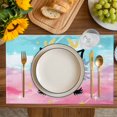 thumbnail image 4 of Purple Rose Antlers Placemats Set of 12, Abstract Art Teal Pink Fancy Flowers Placemats for Dining Table, Place Mats for Kitchen Tabletop, Waterproof Wipeable Dining Table Mats Set, 4 of 9