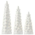 thumbnail image 3 of Set of 3 - 8, 10, 12-Inch Hand Painted Ceramic Christmas Trees - White with White Lights, 3 of 6