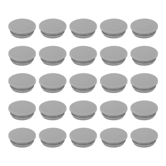 25 Pack Snug Plugs, Rubber Hole Plugs Round Soft Flexible Stopper Fit 14mm (0.55 Inch) Hole Dia., Waterproof Silicone Plug, Gray