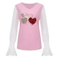 thumbnail image 4 of ICHUANYI Clearance Women Casual Lace Long Sleeve Patchwork V-Neck Pullover Heart Print Blouse T-shirt Tops ICHUANYI "ICHUANYI", 4 of 7