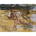 thumbnail image 2 of Sargent, John Singer 14x12 Black Ornate Wood Framed with Double Matting Museum Art Print Titled - Figure on a Beach, Florida, 1917, 2 of 4