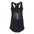 thumbnail image 2 of Wild Bobby The Power of Unity Colorful Fist Puff Print Fashion Ladies Racerback Tank Top, Black, Small, 2 of 6