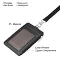 thumbnail image 3 of Uxcell Vertical PU Leather 5 Card Slots ID Badge Holder Zipper Wallet with Lanyard, Black, 3 of 6