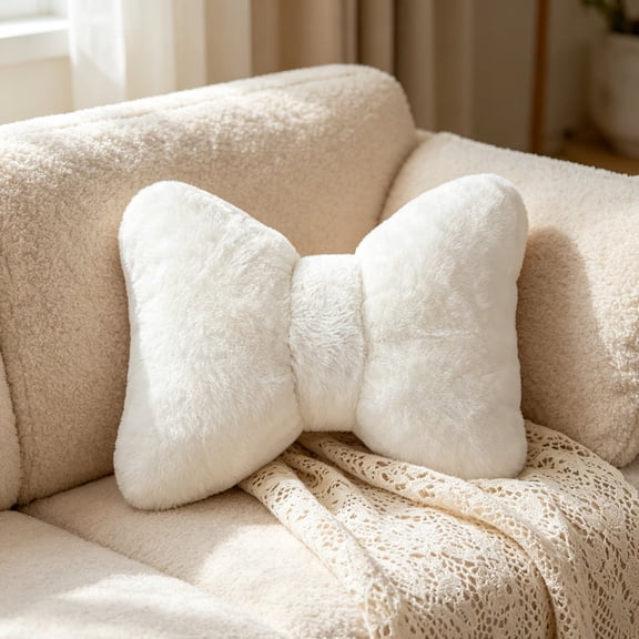 Kieccall Bow Decorative Soft Throw Pillow For Bedroom Living Room Home Decoration Gift