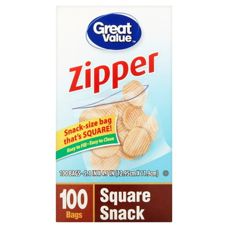 Great Value Zipper Square Snack 100 Bags