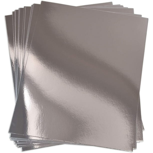 60 feuilles de papier cartonné argenté métallisé miroir feuille  réfléchissante pour artisanat métal scrapbooking affiche carton miroir  gaufrage artisanat stock brillant matériau lettre taille 21,6 x 27,9 cm  argent – 