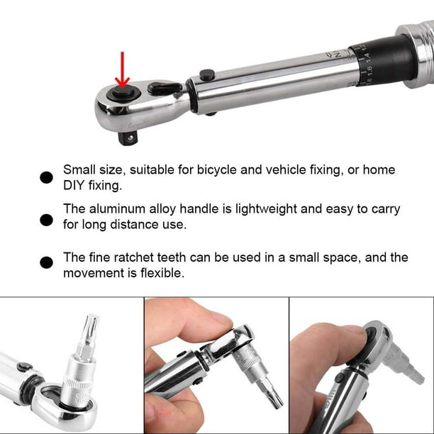 1/4 DR 1-25Nm Mini clé dynamométrique réglable pour vélo Kit d'outils de  fixation de vélo clé à cliquet mécanique clé dynamométrique clés manuelles  