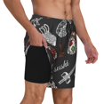 thumbnail image 3 of Goofa Japanese Sushi Hashi Printed Men's Swim Trunks Board Shorts Quick Dry Mens Swimming Trunks with Compression Liner,Breathable Fit Hawaii Beach Shorts-, 3 of 9