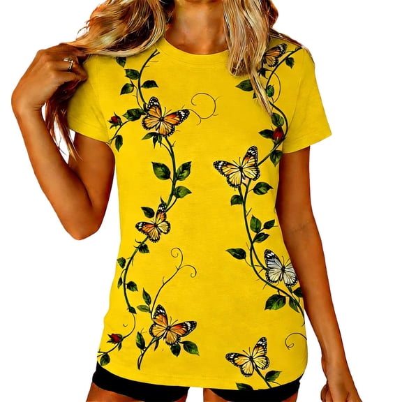 Enjoytime Women's Blouses Floral Printed Round Neck Short Sleeve Shirts Spring Fashion Dressy Business Casual Tops