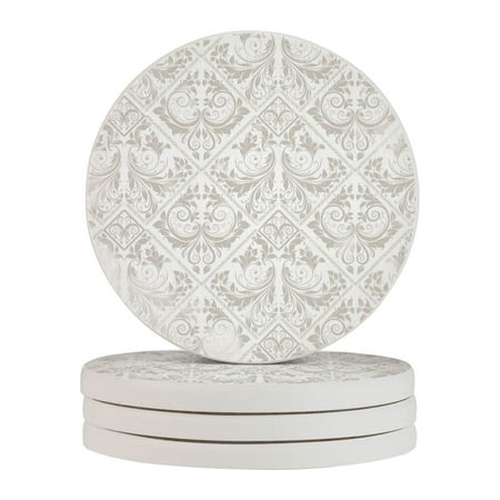 

Circular Drink Coasters Set European Flower Pattern Background Beautiful Home Decor Diatomite Heat-Resistant Diatomite Protect Table Countertop