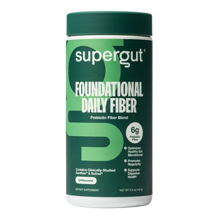Supergut Foundational Daily Fiber Unflavored Prebiotic Fiber Blend for Gut & Digestive Health, 5.5oz, 20 Servings