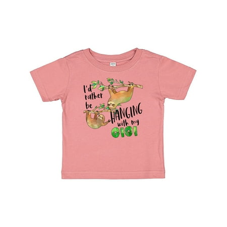 

Inktastic Id Rather Be Hanging with my Gigi- Cute Sloths Gift Baby Boy or Baby Girl T-Shirt