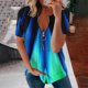 thumbnail image 2 of Gibobby Playera De Algodón Mujeres Fashion Top camisa Tunic V cuello Zipper Loose Tops manga corta elegante camisa Casual Blouse（Azul marino， XL), 2 of 5