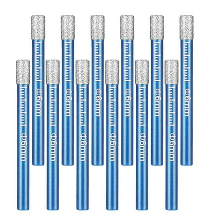 

Dry Diamond Drill Bit 12Pcs 6mm Porcelain Tile Bit Tile Drill Bits for Glass Ceramic Concrete Granite Stone