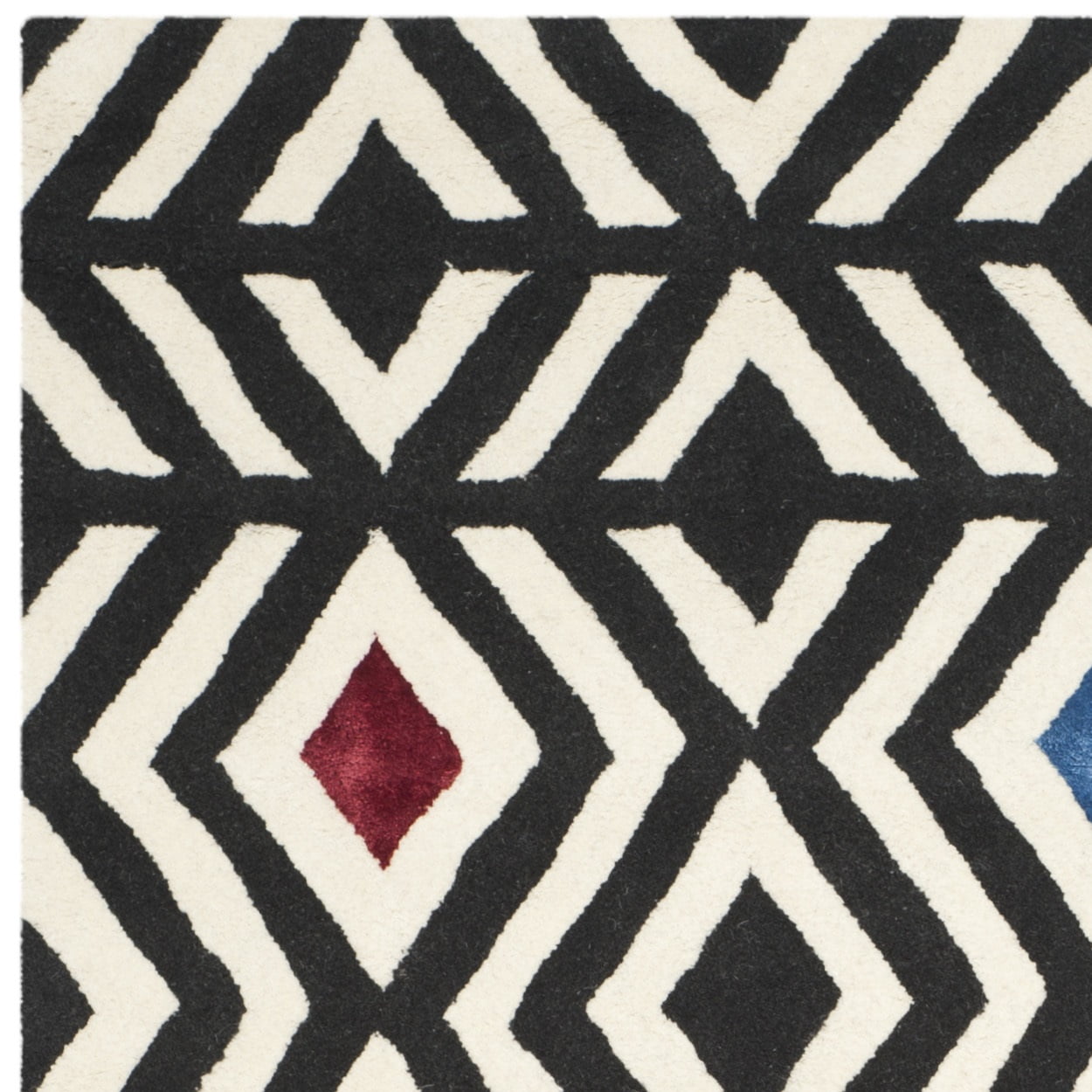 SAFAVIEH Soho Fion Geometric Wool Area Rug, Beige/Charcoal, 3'6" x 5'6"