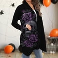 thumbnail image 6 of Kilaqueen Oversized Cardigans for Women Halloween Pumpkin Bat Print Casual Long Sleeve Open Front Knitted Sweater Cardigans Halloween Costumes, 6 of 7