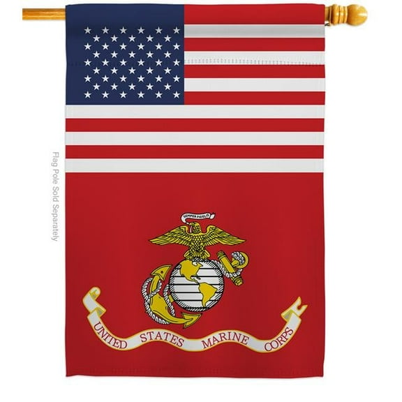 Americana Home & Garden H140730-BO 28 x 40 in. US Marine Corps House Flag with Armed Forces Double-Sided Decorative Vertical Flags Decoration Banner Garden Yard Gift