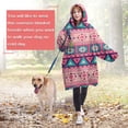 thumbnail image 4 of Wearable Oversized Blanket,Pink and Teal Geometric Boho Pattern Wearable Blanket Hoodie for Adults,Cozy Hooded Blankets with Super Pockets,Super Warm Fuzzy Pullover for Women & Men, 4 of 6