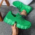 thumbnail image 3 of Platform Sneakers for Women Stretch Knitted Slip on Chunky Tennis Shoes Casual Cushioning Lace up Running Athletic Shoes Green Size 7, 3 of 6