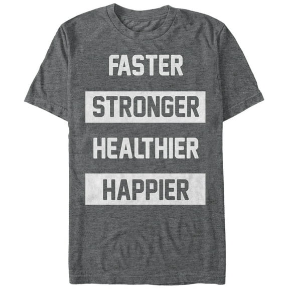 Women's CHIN UP Faster Stronger Healthier Happier Boyfriend Graphic Tee Charcoal Heather Large