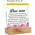 thumbnail image 2 of Acrylic Mother Gift Mom Desk Decor Present, Floral Dear Mom Thank You Decorative Clear Acrylic Desk Plaque Sign with Wood Stand for Home Birthday Mother's Day Christmas, 2 of 5