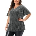 thumbnail image 2 of DARING DIVA Women's Plus Metallic V Neck Party Top 4X Silver, 2 of 6
