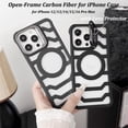 thumbnail image 2 of Funda de fibra de carbono de marco abierto para iPhone. Flujo de aire mejorado y disipación de calor magnética. Ligera y protectora, con cubierta para cámara (azul, para iPhone 14 Pro Max)., 2 of 7