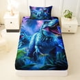 thumbnail image 3 of Metsweet Abstrcat T-Rex Twin Sheets 3pcs, Jungle Tropical Leaves Bedding, Blue Green Purple,1 Fitted Sheet, 1 Flat Sheet and 1 Pillowcase, 3 of 5